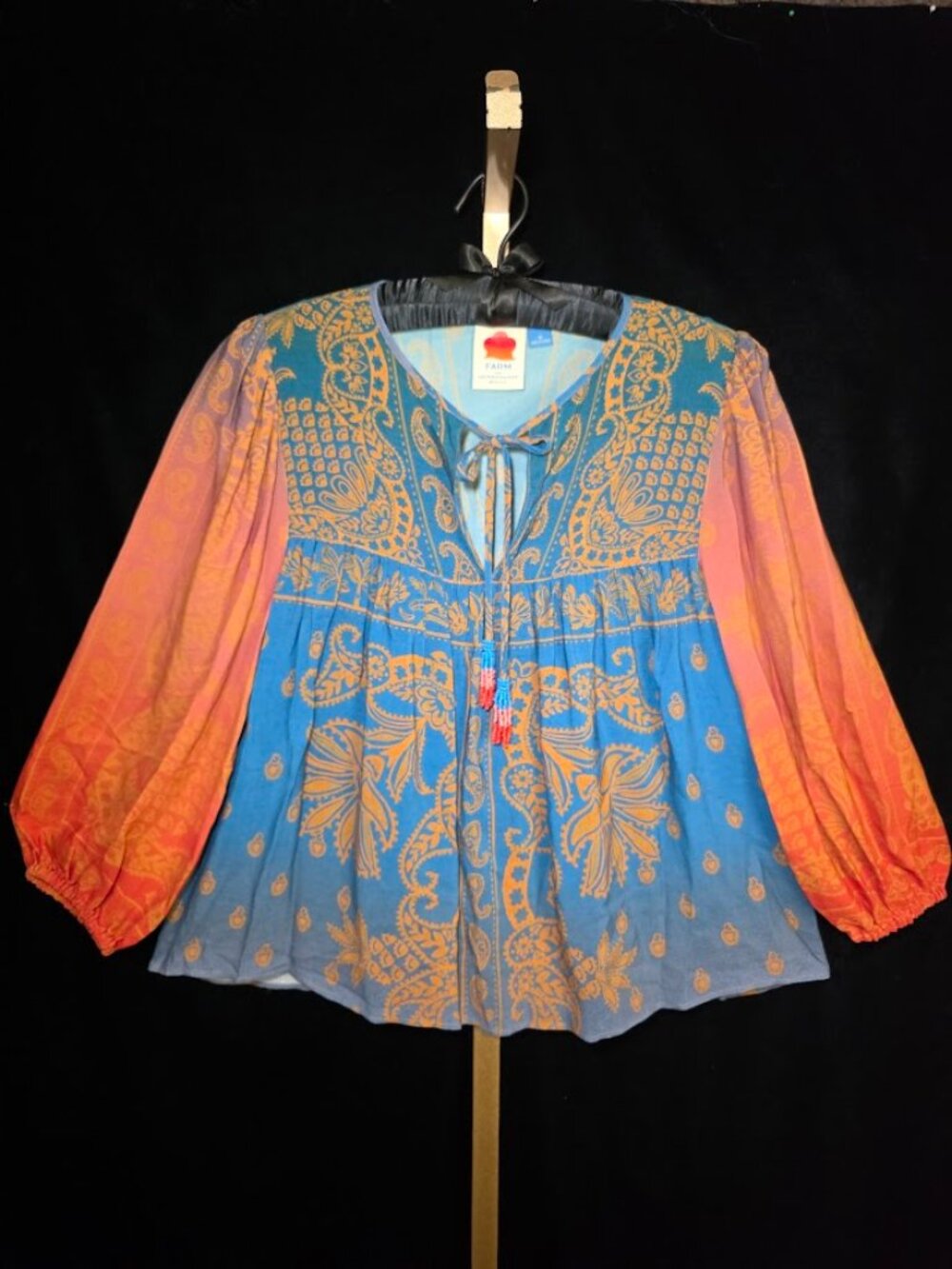 Farm Rio for Anthropologie Puff-Sleeve Blouse M